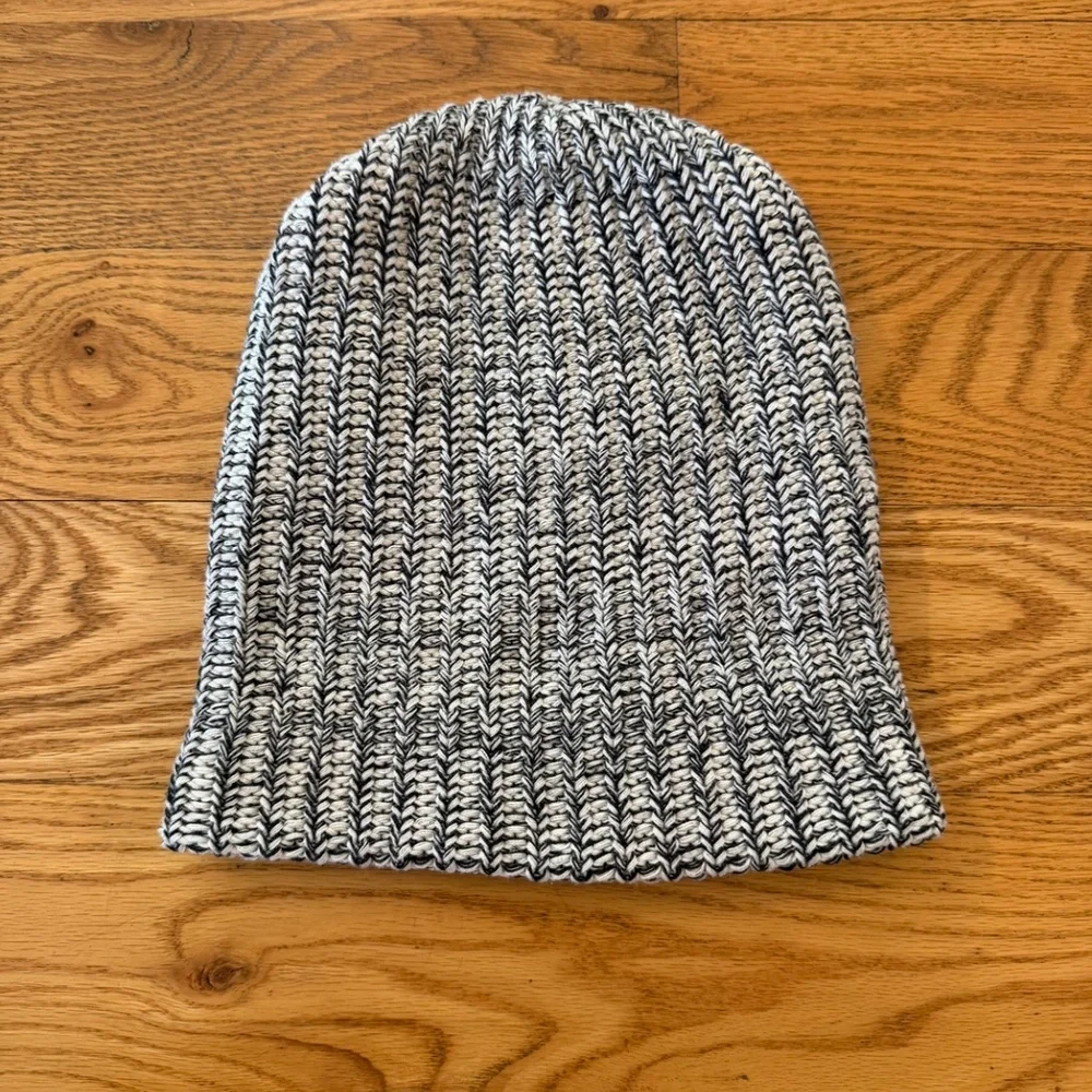 Love Your Melon Salt and Pepper (Black and White) Leather Patch Beanie